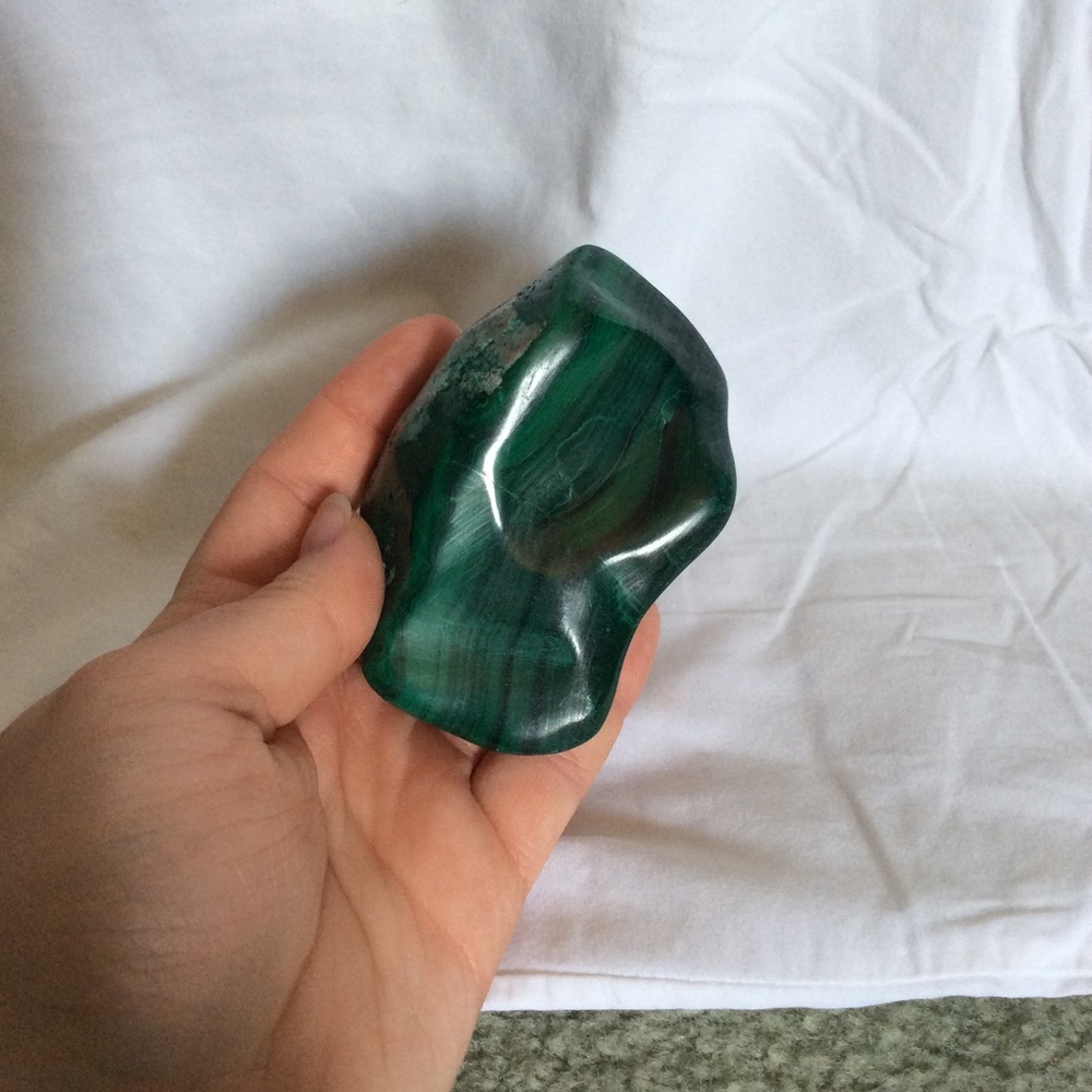 Polished malachite free form stone